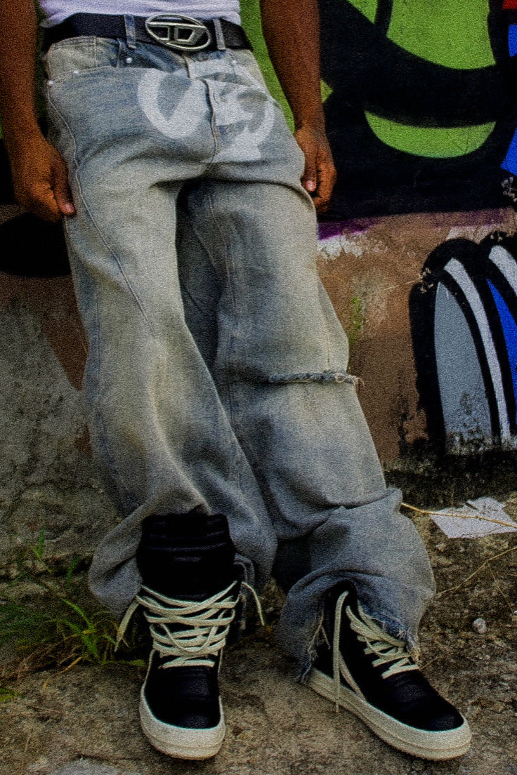STAMPED BAGGY DENIM